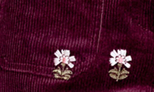 Boden Embroidered Corduroy Ankle Pants In Burgundy