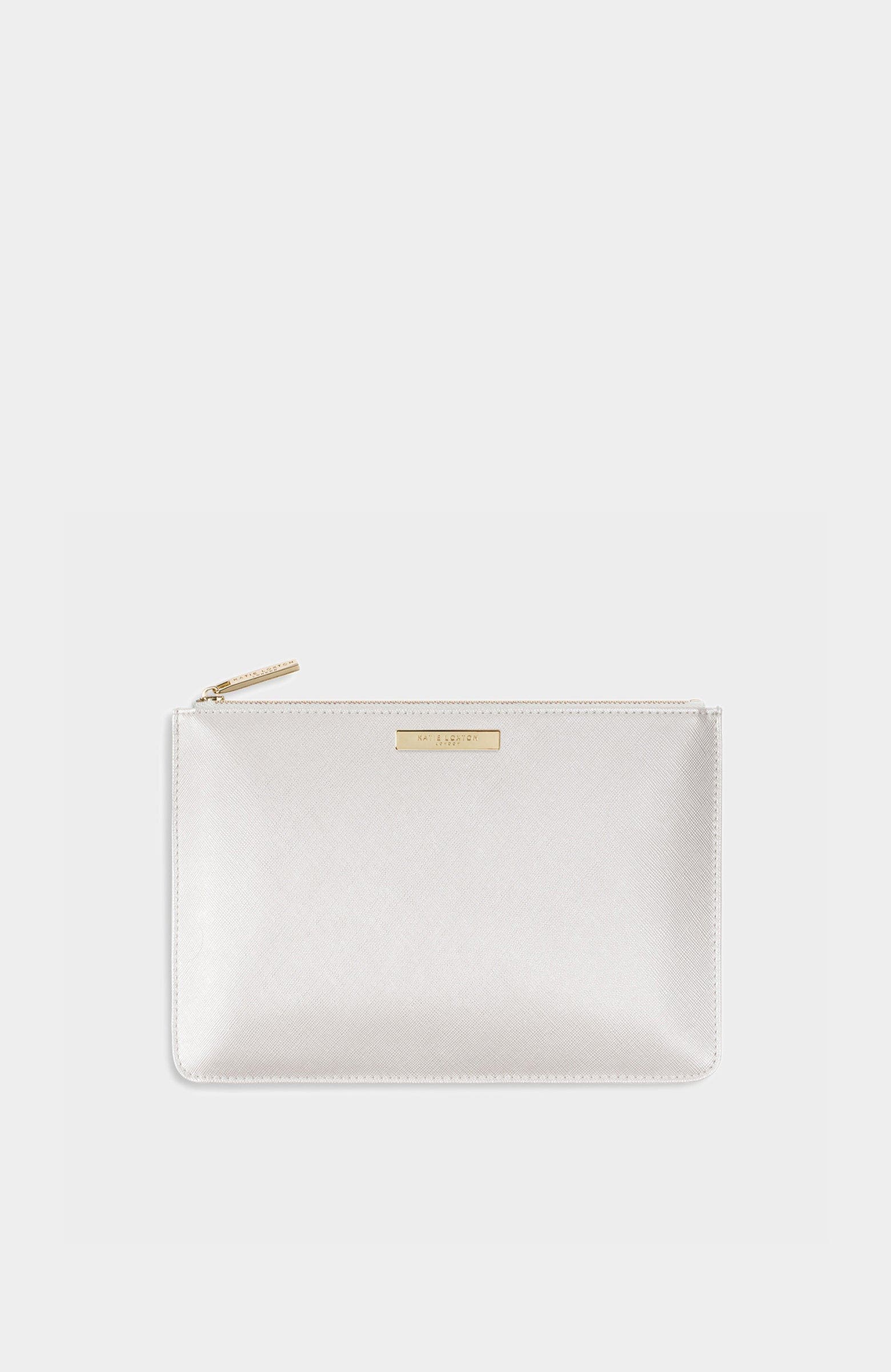 Secret Message Bridal Pouch, Main, color, Pearlescent White