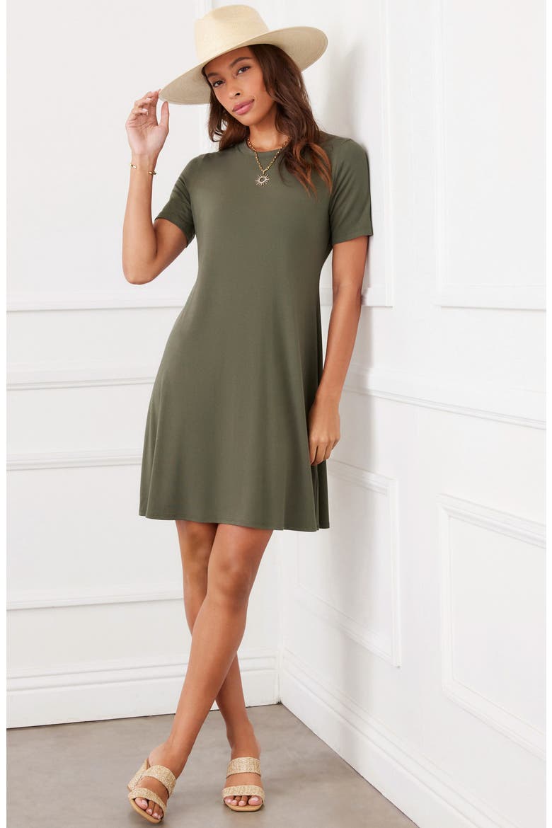 Short Sleeve Sheath Dress, Alternate, color, OLIVE