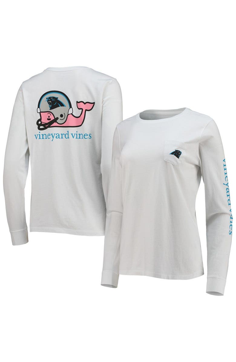 vineyard vines Women's Vineyard Vines White Carolina Panthers Helmet Long Sleeve T-Shirt, Main, color, 