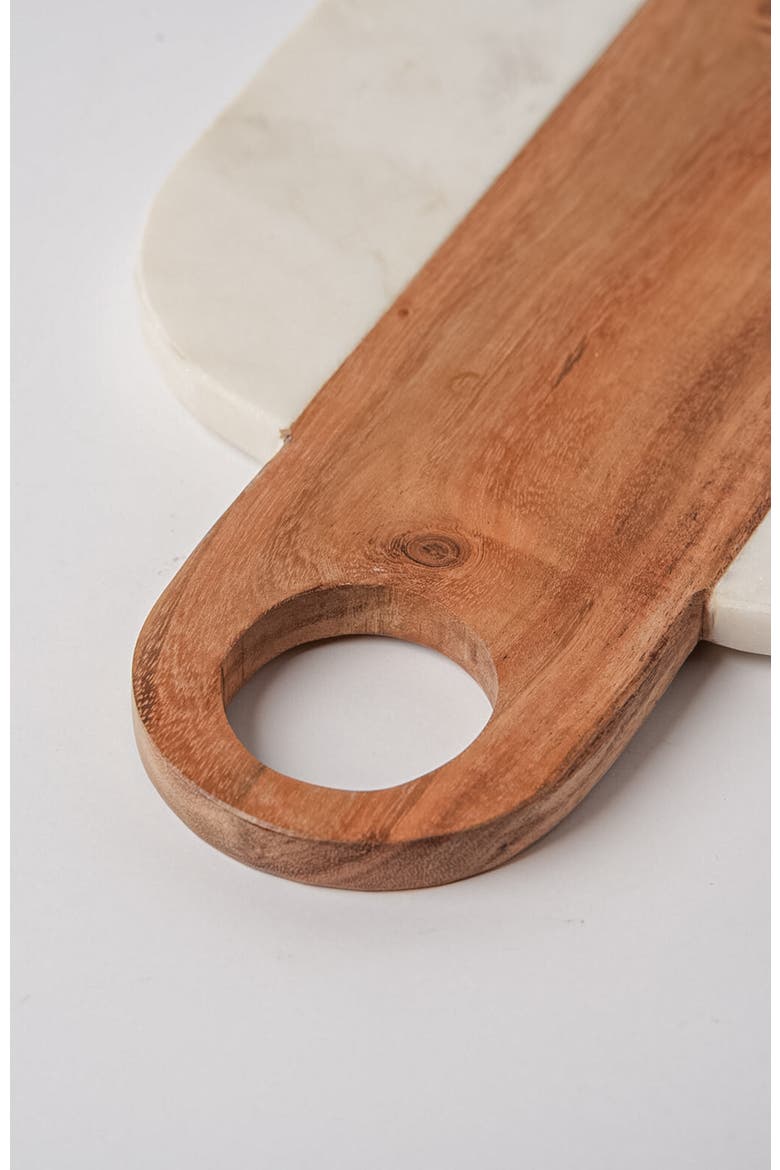 Marble Serving Board with Hole Handles, Alternate, color, Brown