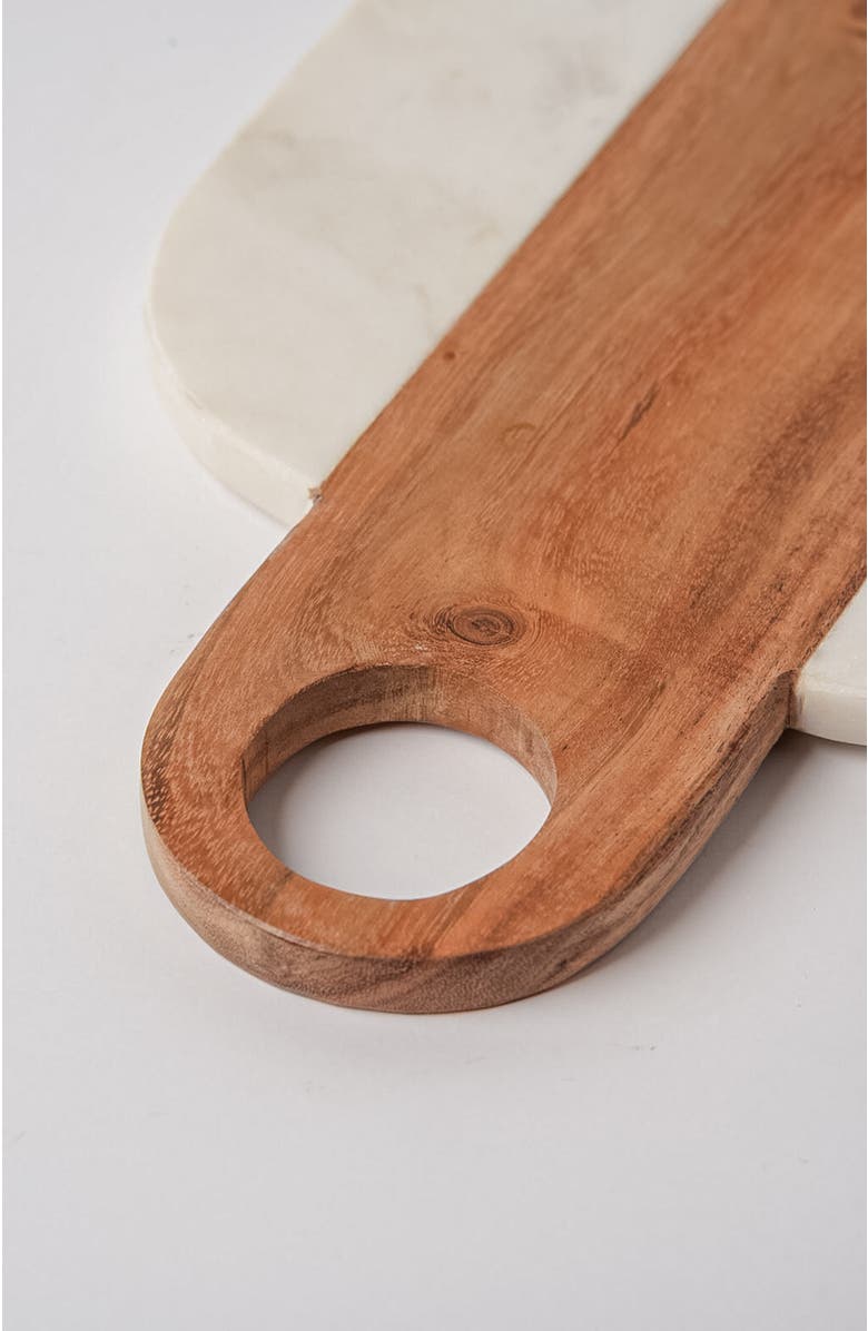 Verve Culture Marble Serving Board with Hole Handles, Alternate, color, Brown
