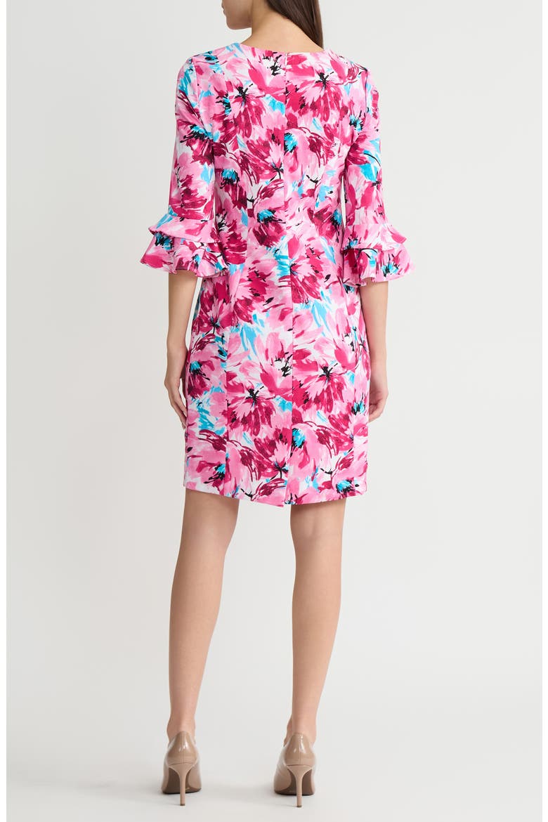 Double Flutter Sleeve Dress, Alternate, color, LILY WHITE MULTI