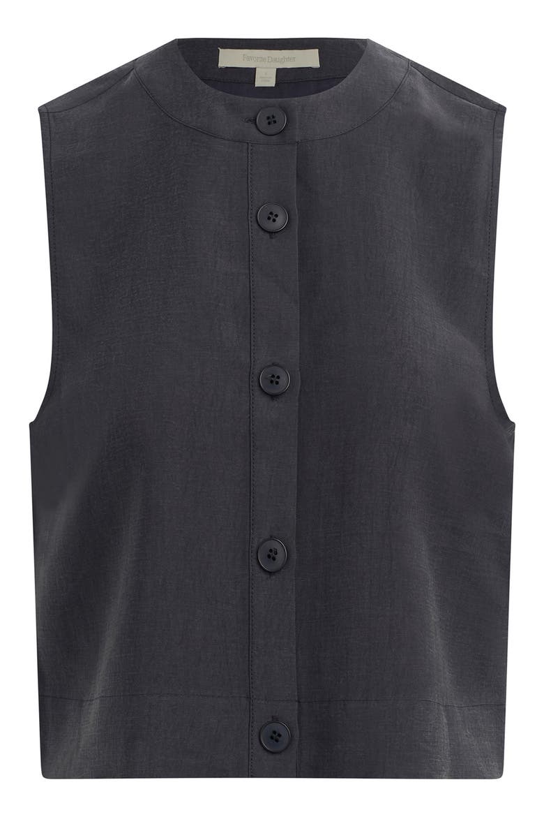 The Fine Line Pinstripe Button-Up Top, Alternate, color, NAVY
