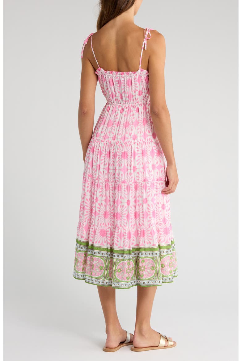 Holiday Tie Strap Midi Dress, Alternate, color, PINK GREEN PRINT