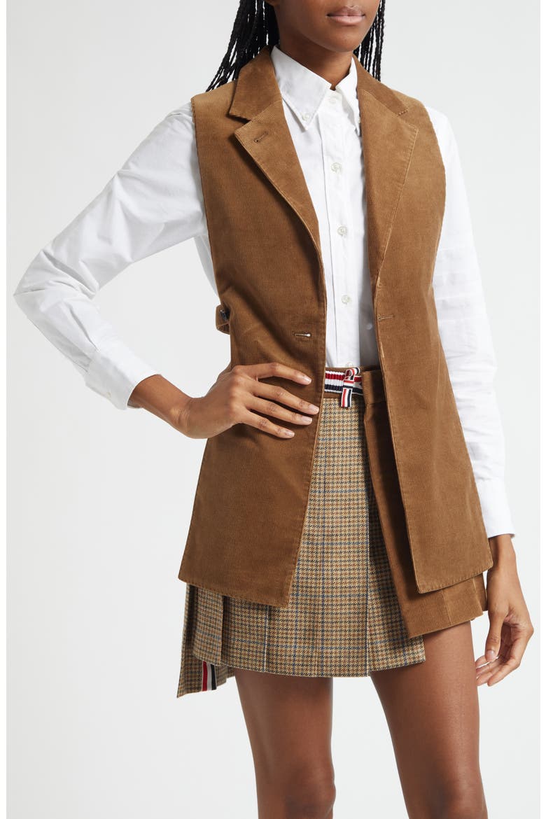 Check Wool Blazer with Removable Vest, Alternate, color, BROWN