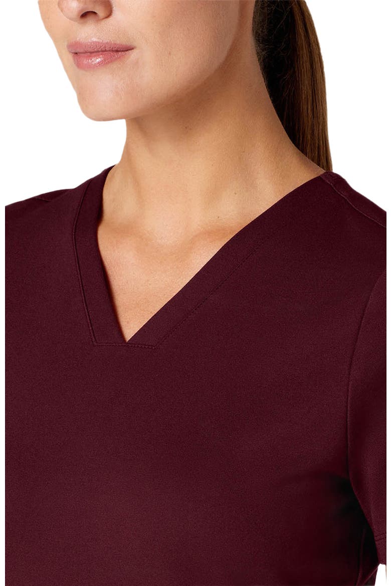Cesi Women's 2-Pocket Slim Knit V-Neck Scrub Top, Alternate, color, Burgundy