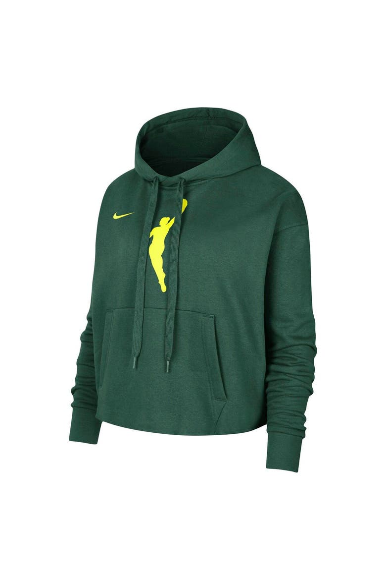 Women's Nike Hunter Green WNBA Logowoman Team 13 Cropped Pullover Hoodie, Alternate, color, Hunter Green