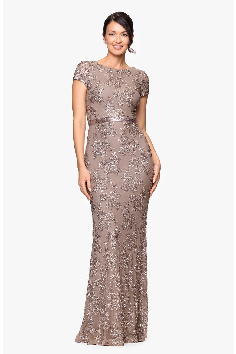 Sequin Column Dress, Alternate, color, TAUPE