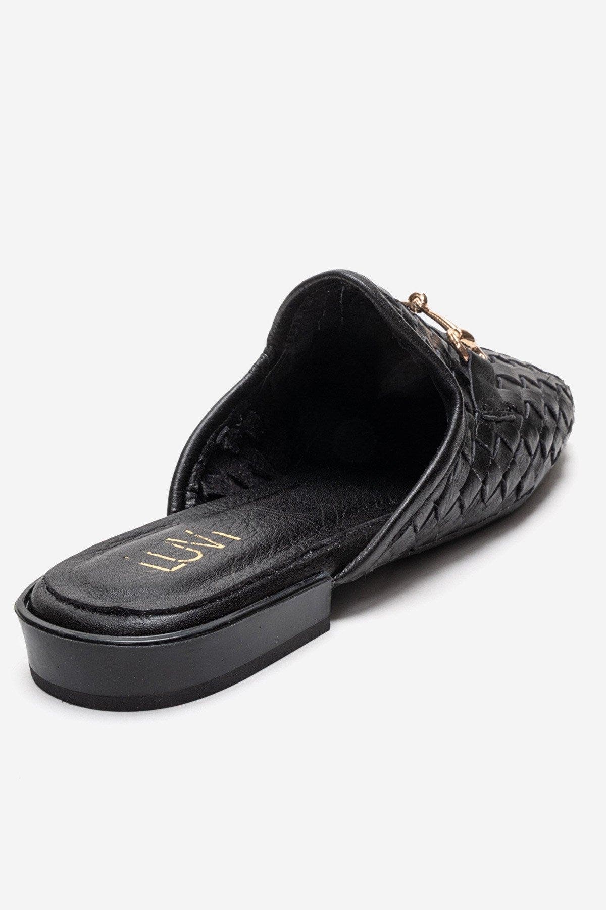 Forever & Always Shoes Senia Leather Woven Mule, Alternate, color, Black