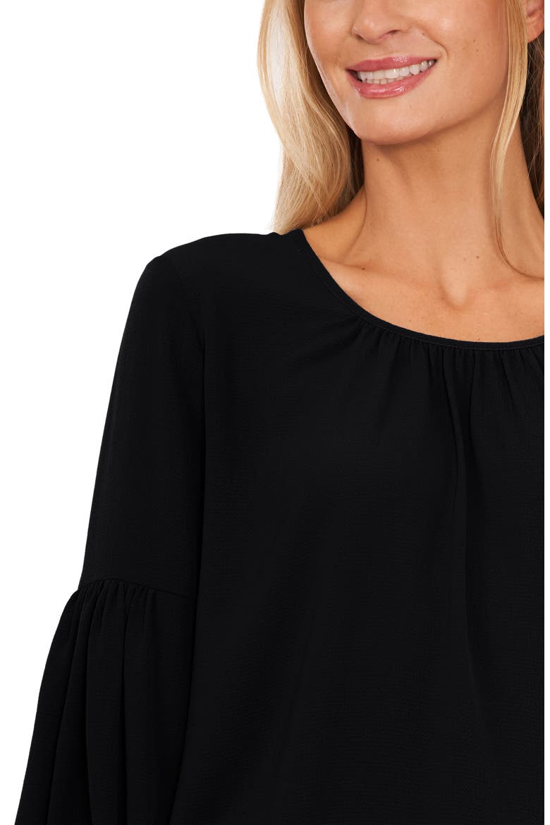 Balloon Sleeve Crepe Blouse, Alternate, color, RICH BLACK