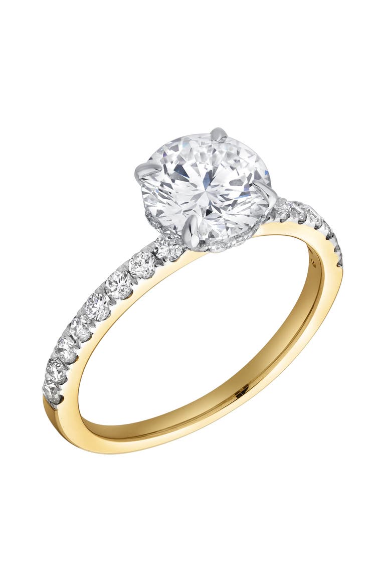 Amore 14K Gold Round Cut Lab Grown Diamond Hidden Halo Engagement Ring - 1.95 Ct, Alternate, color, 14K Yellow Gold