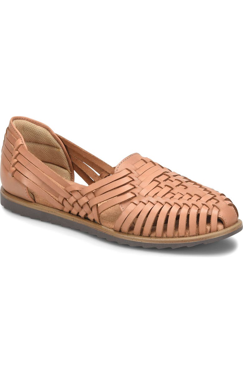 EUROSOFT Ranie Woven Leather Flat, Main, color, Luggage 204