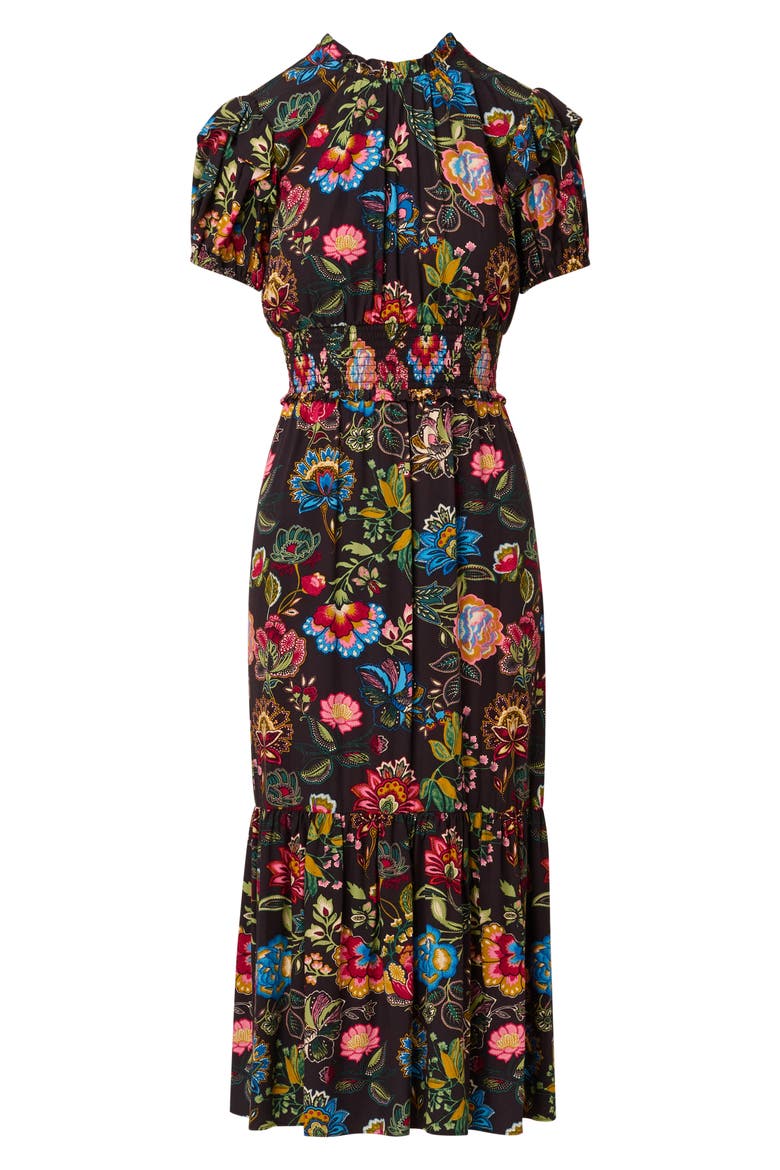 Print Midi Dress, Alternate, color, BURGUNDY MULTI