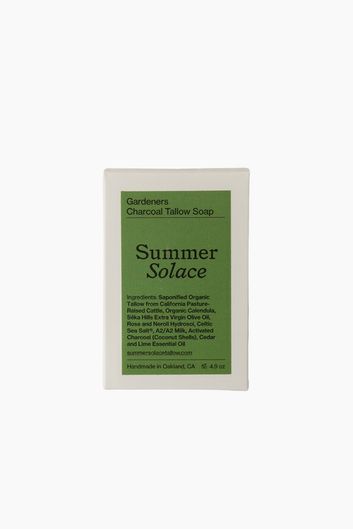 SUMMER SOLACE TALLOW SUMMER SOLACE TALLOW GARDENERS ACTIVATED CHARCOAL BAR SOAP 