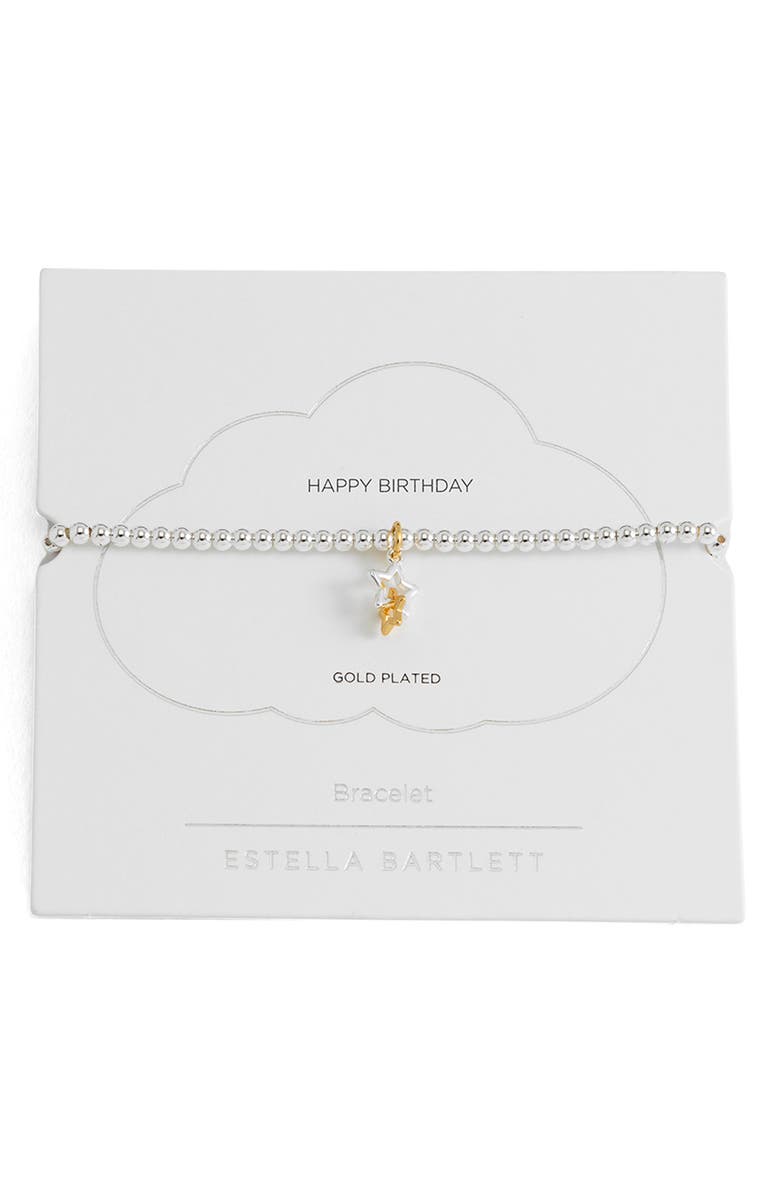 Estella Bartlett Sienna Double Star Beaded Stretch Bracelet, Alternate, color, Gold And Silver