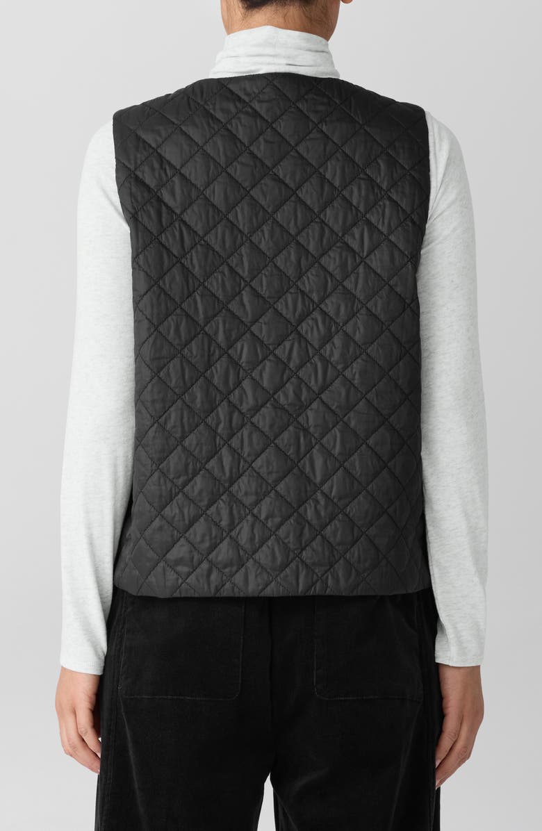 Eileen Fisher V-Neck Quilted Vest, Alternate, color, Black
