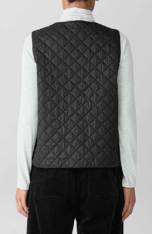 Eileen Fisher V-neck Quilted Vest In Black
