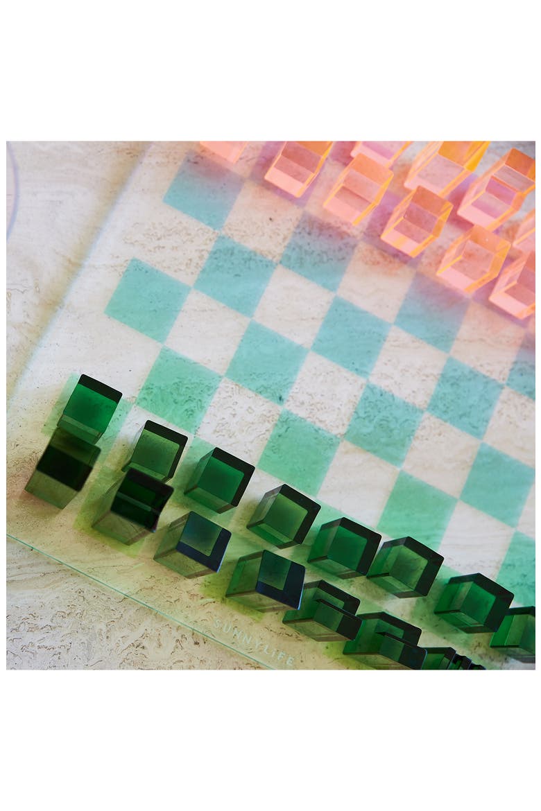 Lucite® 2-In-1 Chess & Checkers Set, Alternate, color, SHERBET