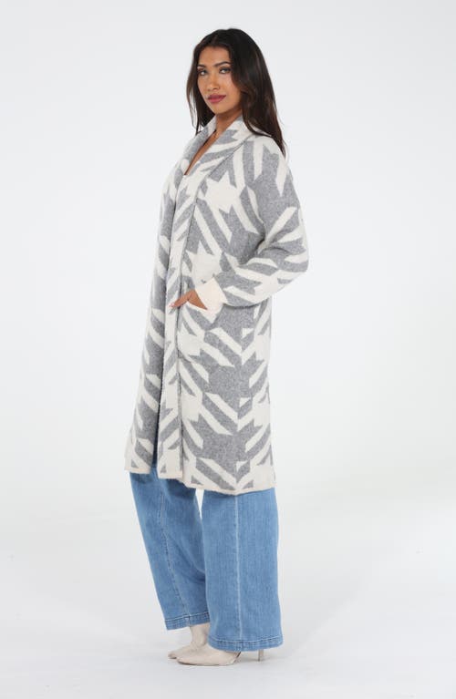 Rain And Rose Print Cardigan In Gray