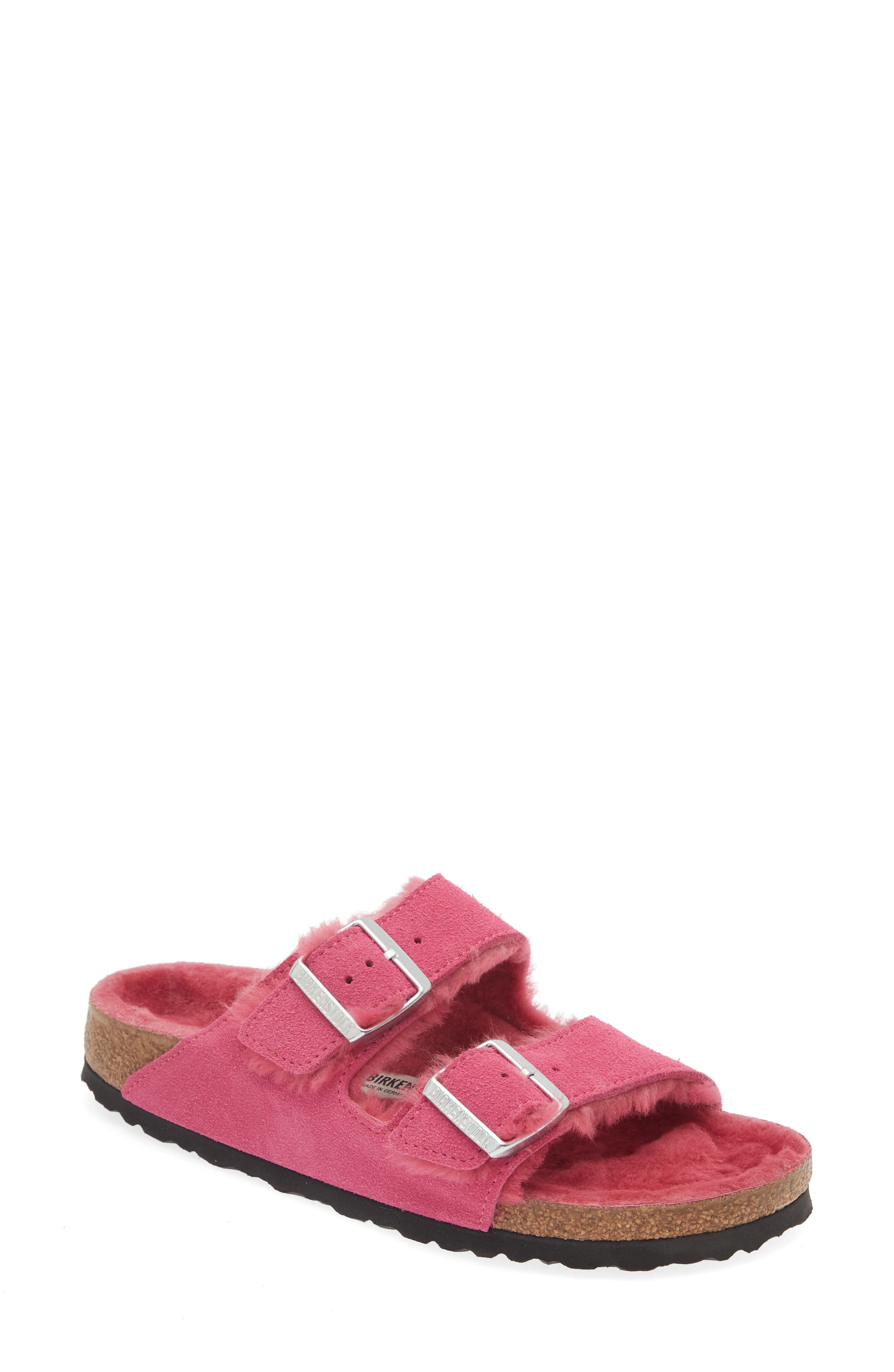 Arizona Genuine Shearling Lined Slide Sandal, Main, color, PINK