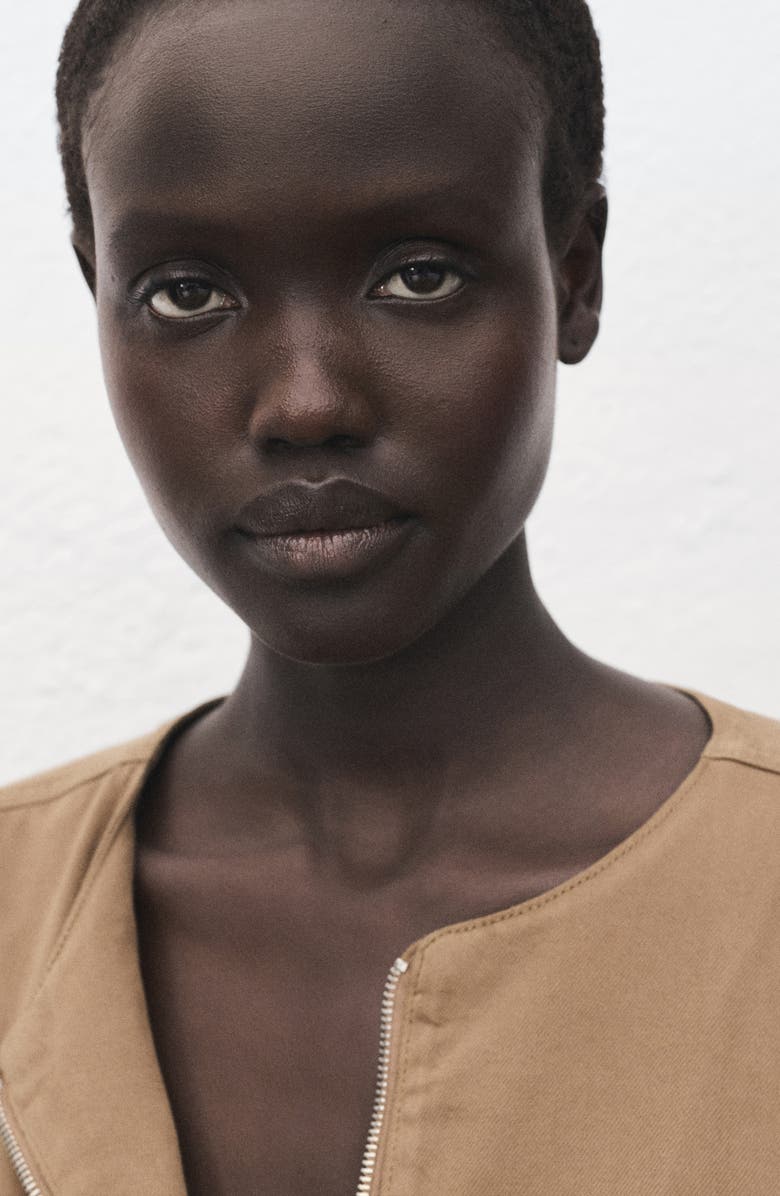 MANGO Bubble Hem Denim Vest, Alternate, color, Brown