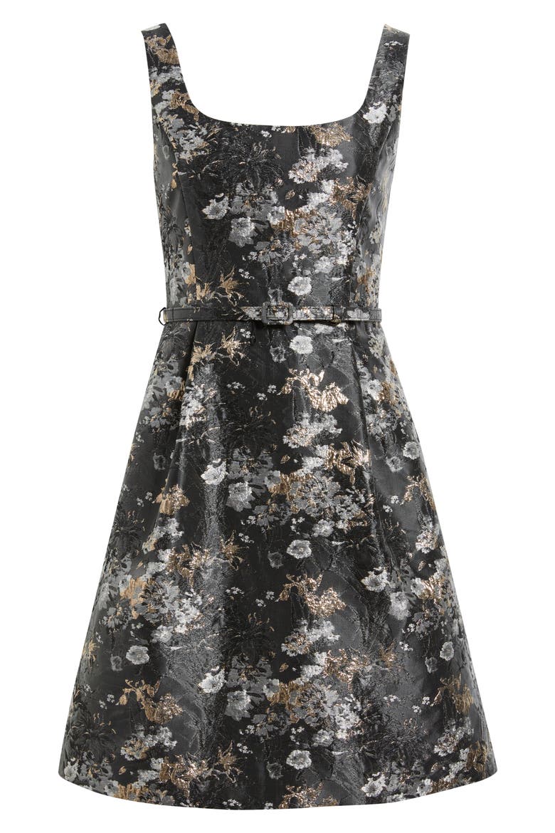 Metallic Belted Sleeveless Dress, Alternate, color, BLACK MULTI