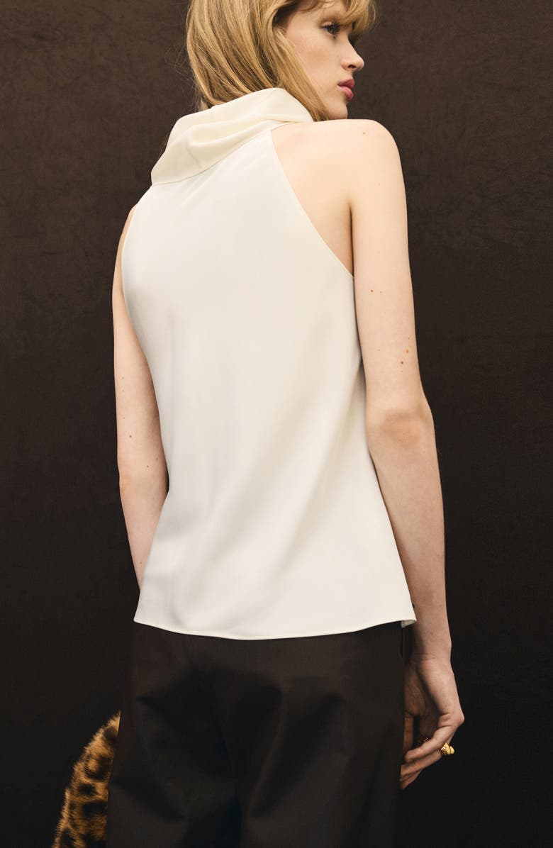 MANGO Drape Neck Sleeveless Top, Alternate, color, Ecru