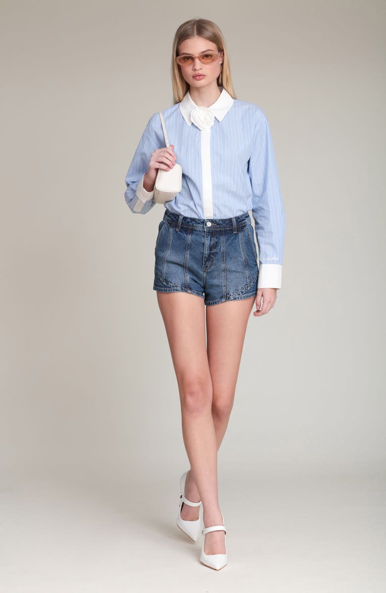 Avec Les Filles Rose Stripe Shirt, Alternate, color, Blue-White Stripe Multi