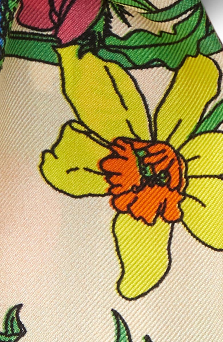 Gucci Flory Pop Silk Twill Neck Bow, Alternate, color, 