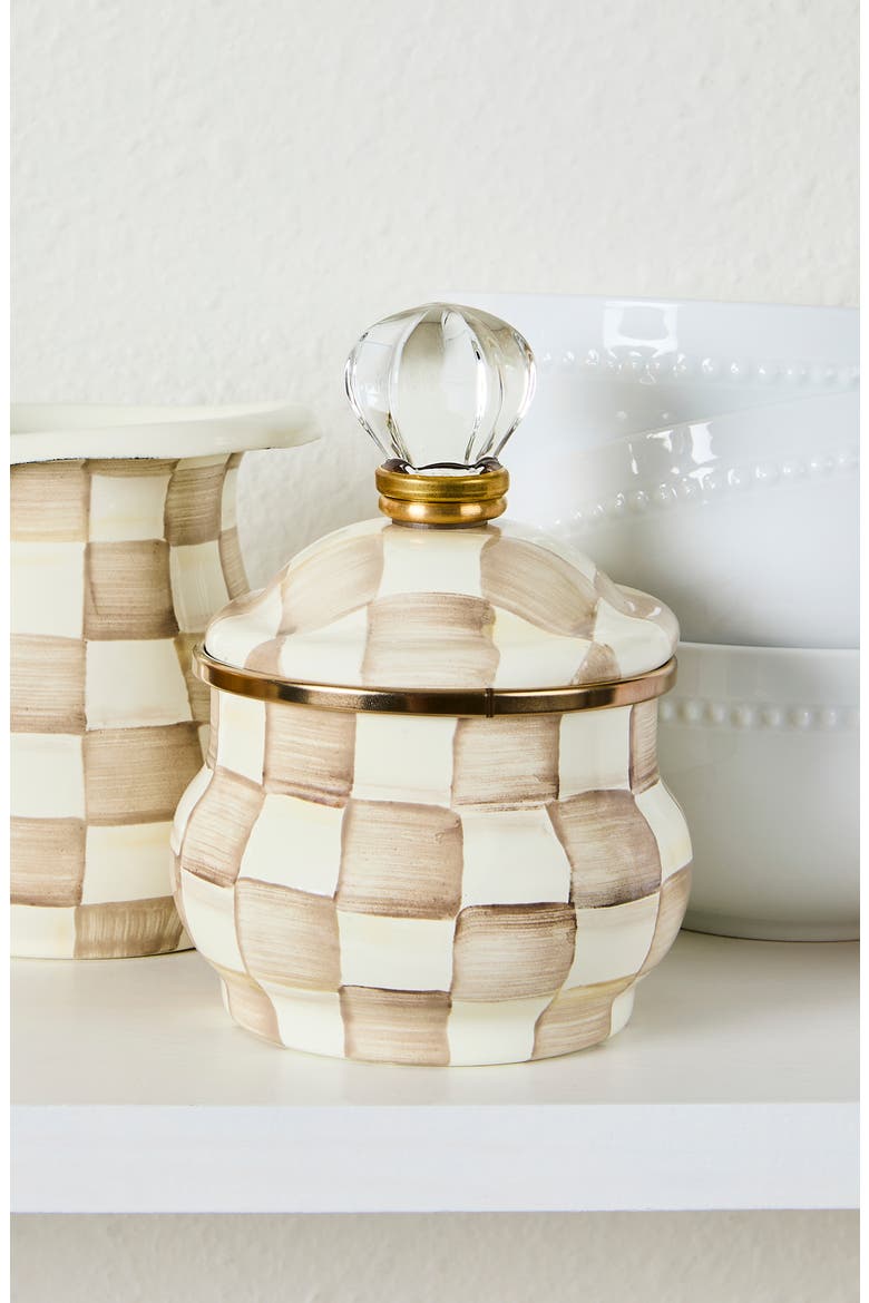 Mocha Check Lidded Sugar Bowl, Alternate, color, MOCHA