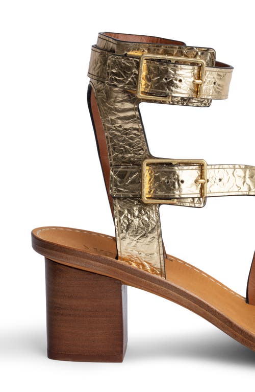 Zadig & Voltaire Cecilia Crinkled Caprese Sandals In Gold In Gold