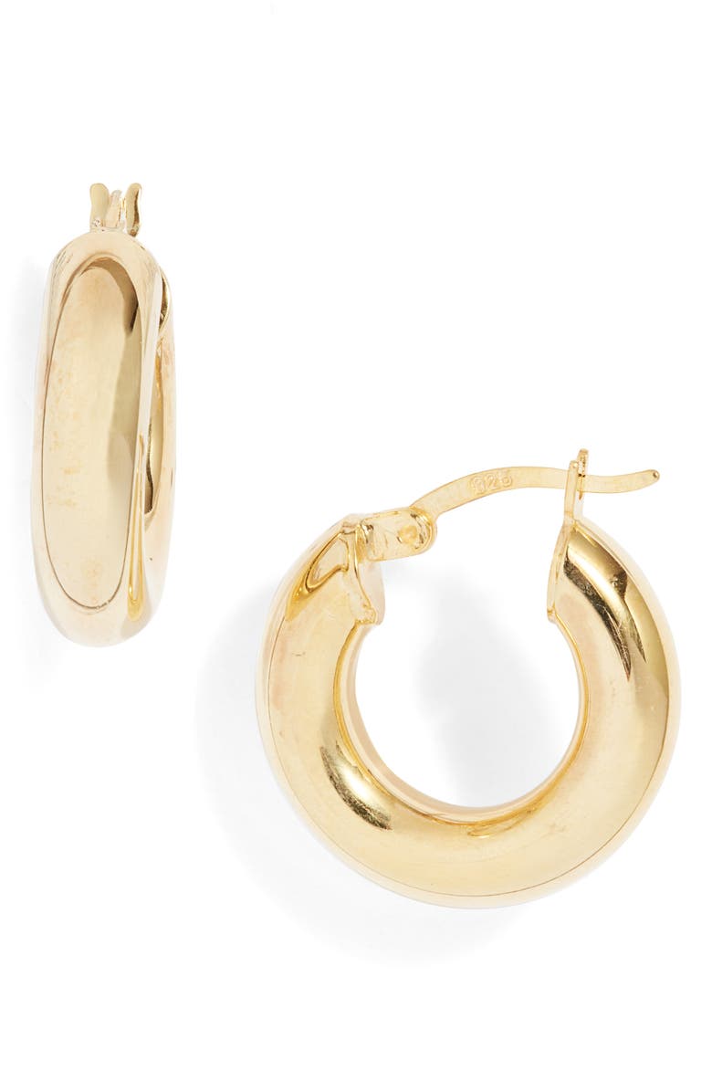 Argento Vivo Sterling Silver Chunky Tube Hoop Earrings, Main, color, Gold