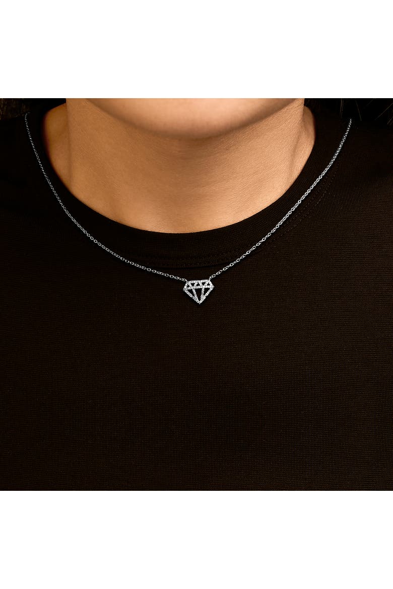 Sterling Silver 1/6 Cttw Diamond Shaped Diamond Pendant Necklace, Alternate, color, Silver
