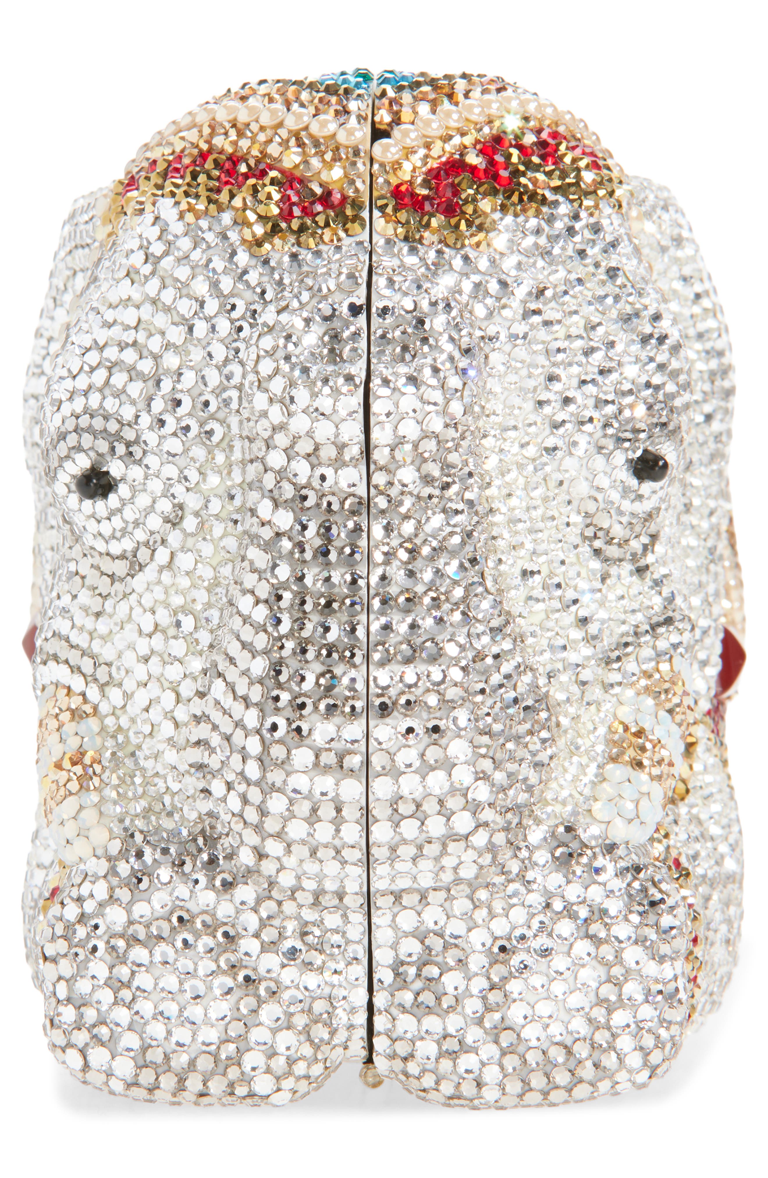 JUDITH LEIBER COUTURE Elephant Crystal Embellished Clutch, Alternate, color, Silver Rhine Multi