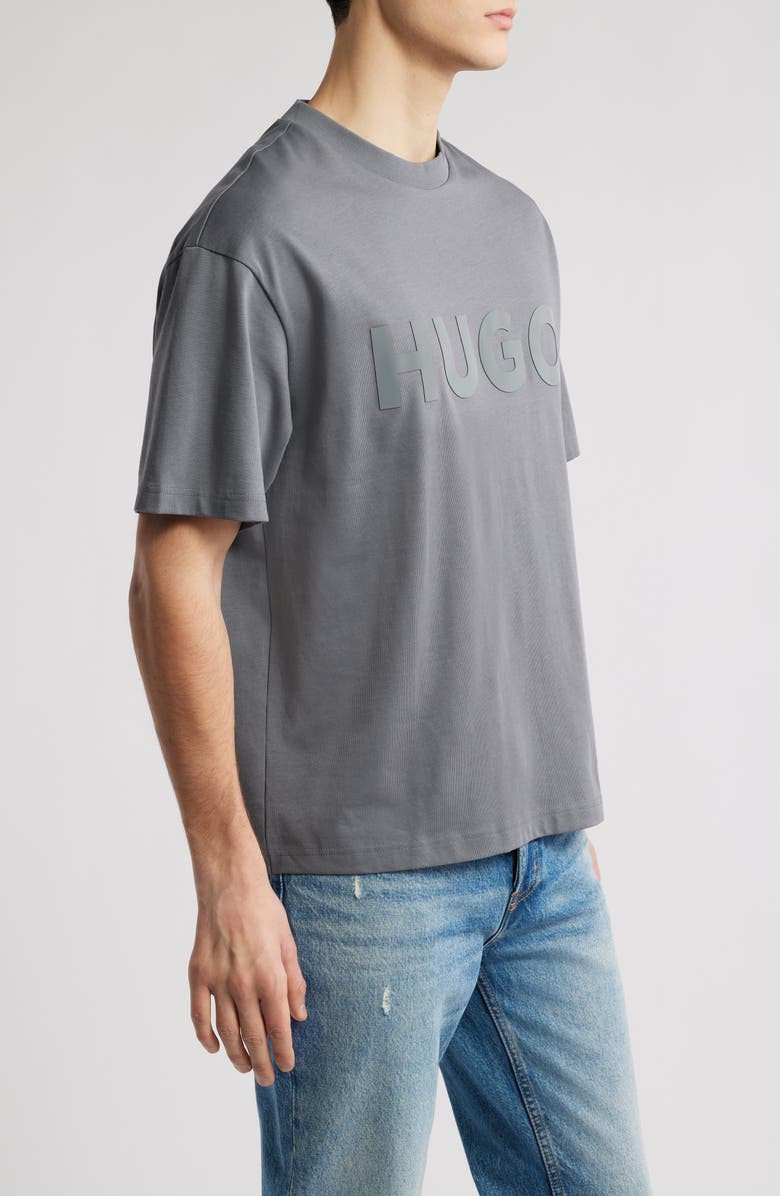 HUGO Logo Cotton Graphic T-Shirt, Alternate, color, Open Grey