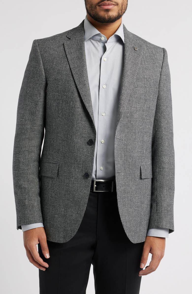 AllSaints Ross Slim Fit Wool & Linen Sport Coat, Main, color,