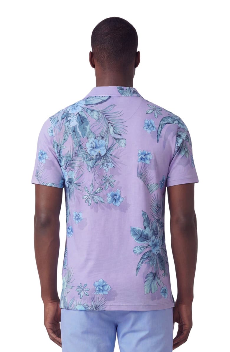 Lords of Harlech Mali Floral Lavender Mens Wool Johnny Collar Polo, Alternate, color, Mali Floral Lavender