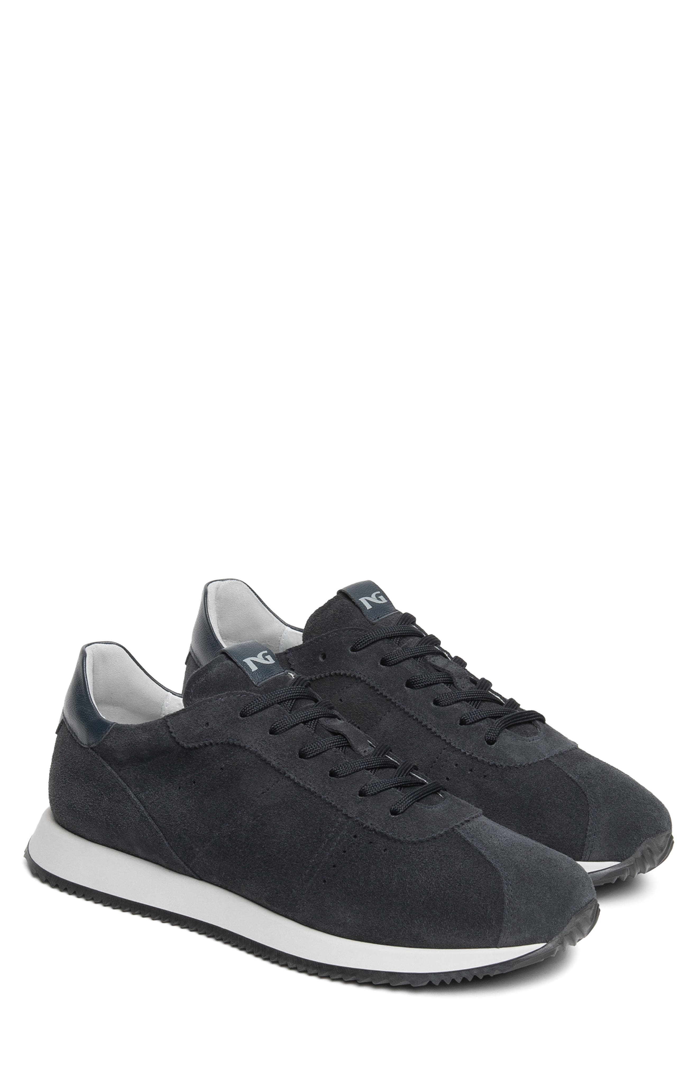 Retro Leather Lace Up Sneaker, Main, color, NAVY