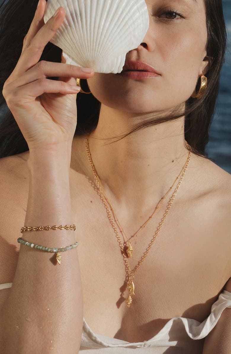 Satya Jewelry Healing Light Ocean Charm Necklace, Alternate, color, Gold