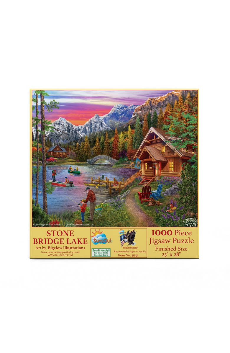 Sunsout Stone Bridge Lake 1000 piece Jigsaw Puzzle for Adults, Alternate, color, Multicolor