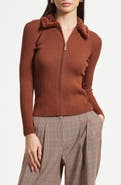 Isaac Mizrahi New York Faux Fur Collar Rib Cardigan