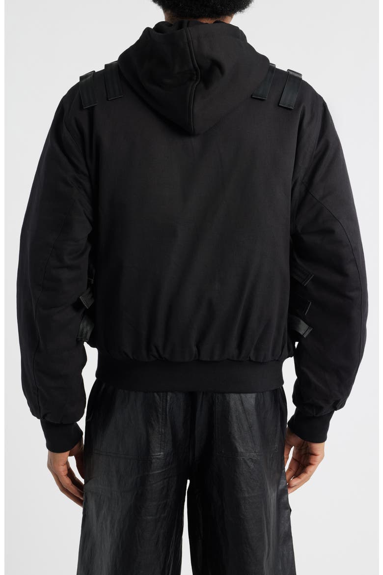 Geronimo Tactical Mixed Media Hooded Bomber Jacket, Alternate, color, MATTE BLACK TACTICAL