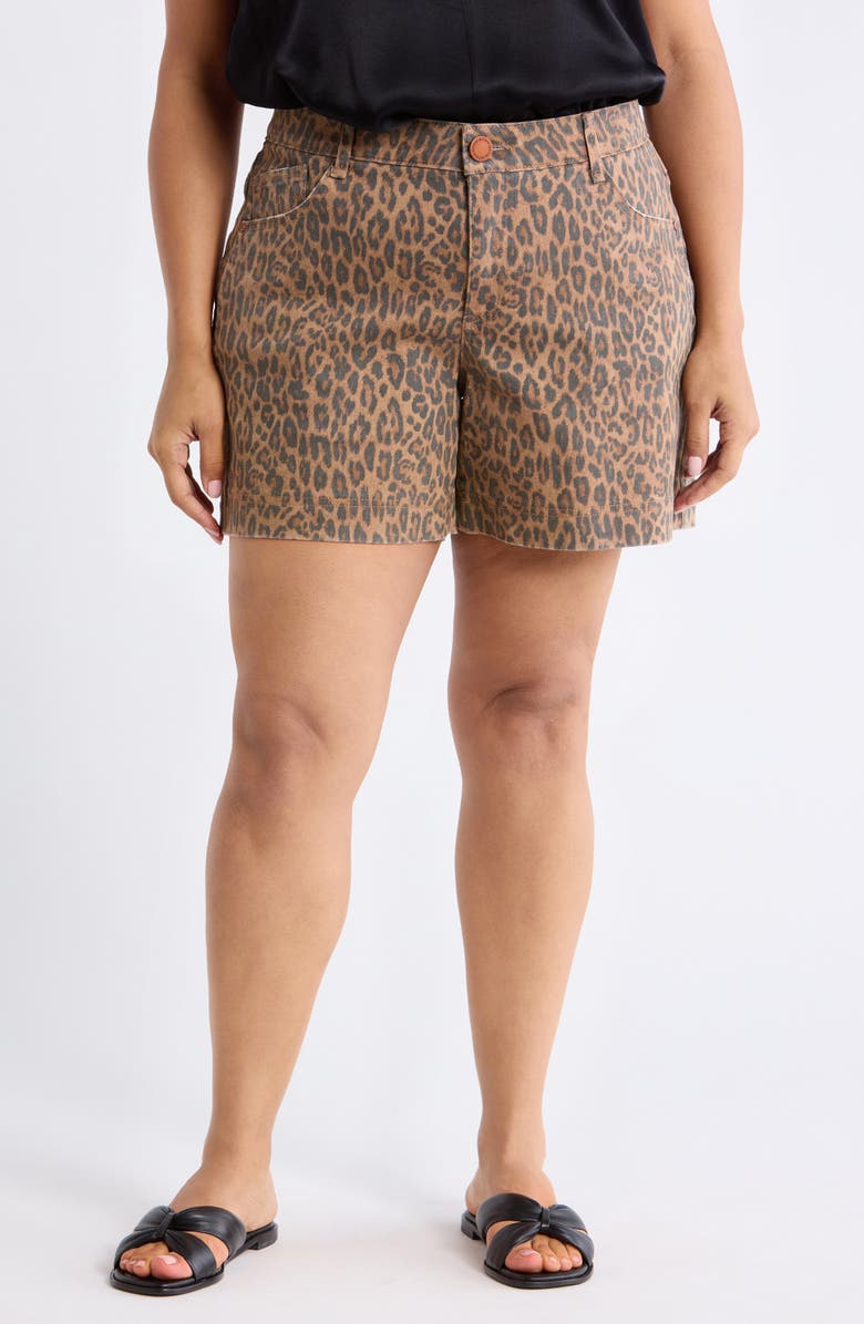 Wit & Wisdom Gracie Leopard Print High Waist Denim Shorts, Main, color, Brown/ Black Multi