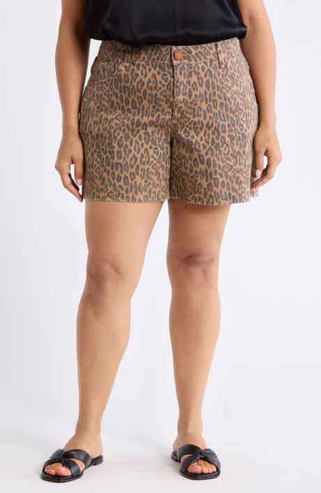 Gracie Leopard Print High Waist Denim Shorts