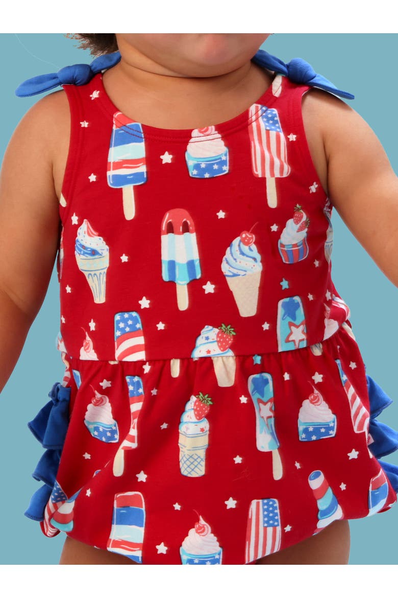 Baby/Toddler Knit Tie Shoulder Bubble Romper, Alternate, color, Stars & Scoops