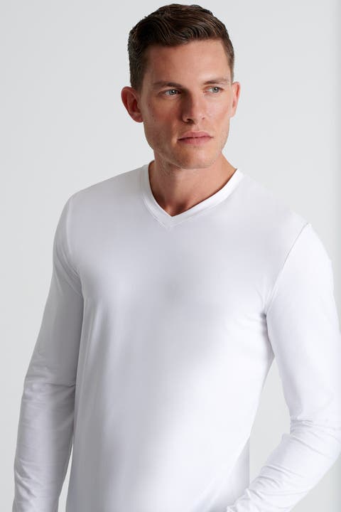 Microfiber long-sleeve V-neck