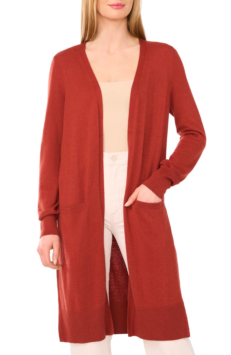 Halogen<sup>®</sup> Open Front Longline Cardigan, Main, color, Burnt Henna