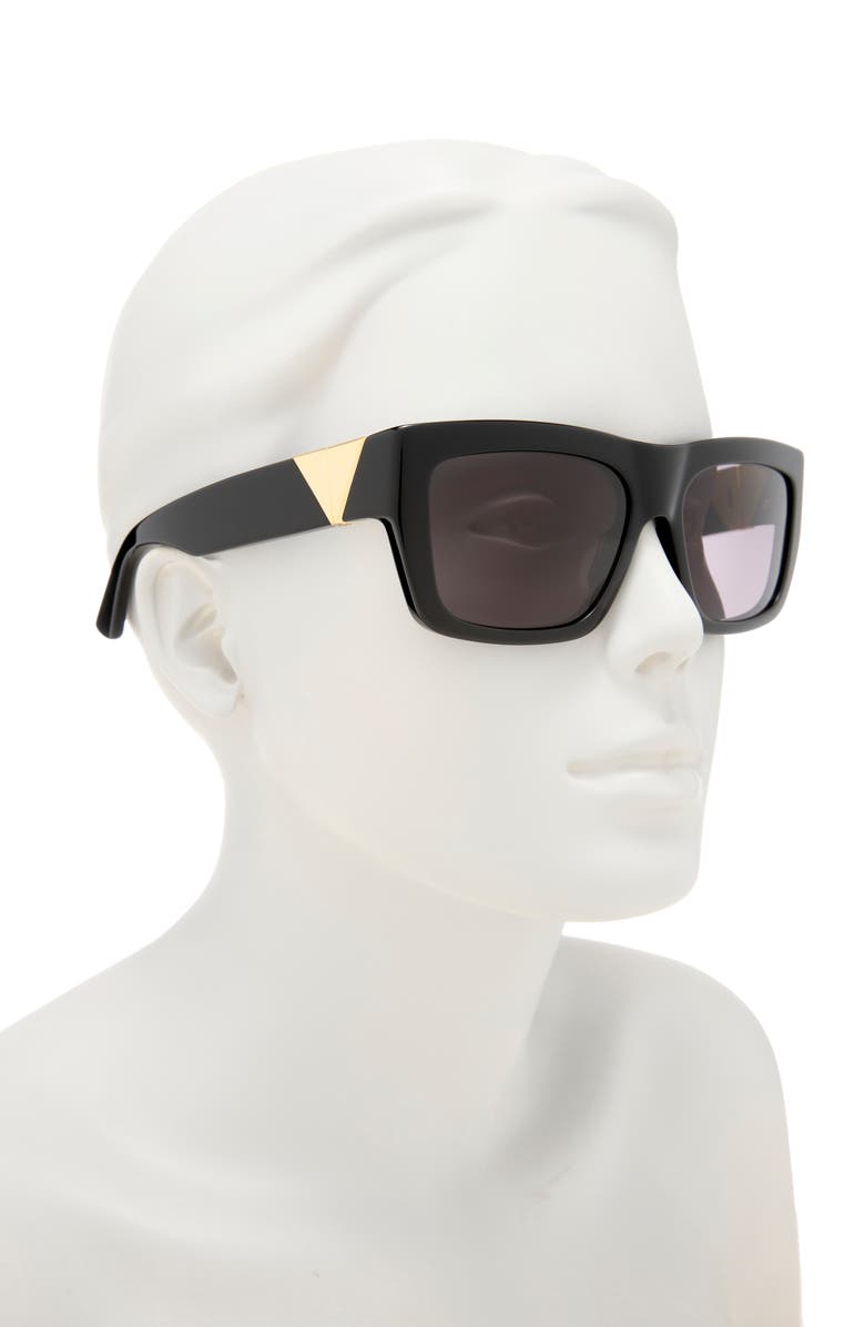 Bottega Veneta 57mm Square Sunglasses, Alternate, color, Black Black Grey