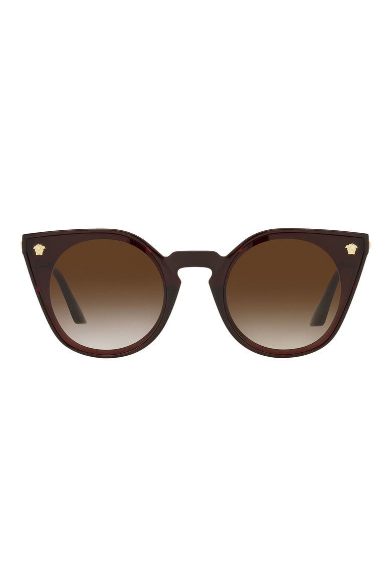60mm Cat Eye Sunglasses, Main, color, TRANSPARENT RED/ BROWN